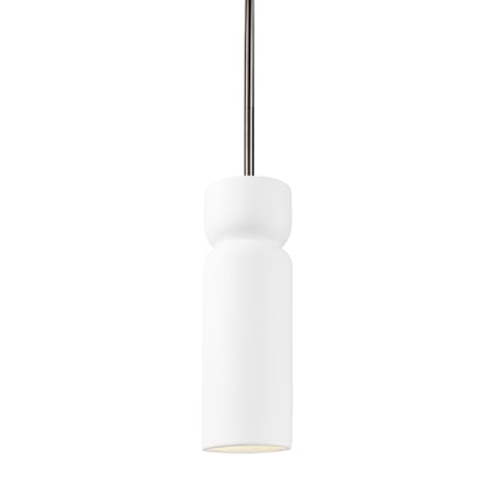 Justice Design Group Radiance 4" Wide LED Mini Pendant with Gloss White Ceramic Shade Brushed Nickel