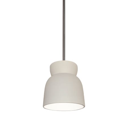 Justice Design Group Radiance 8" Wide Mini Pendant with a Ceramic Bisque Shade Brushed Nickel