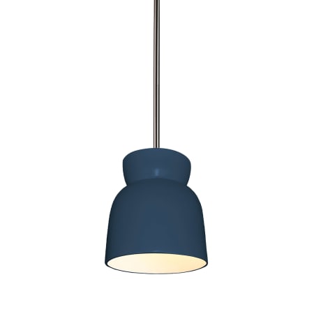 Justice Design Group Radiance 8" Wide Mini Pendant with a Ceramic Midnight Sky Shade Brushed Nickel