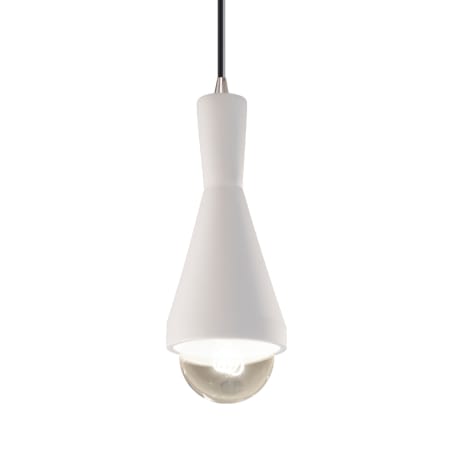 Justice Design Group Radiance 5" Wide Mini Pendant with a Ceramic Bisque Shade Brushed Nickel