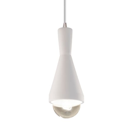 Justice Design Group Radiance 5" Wide LED Mini Pendant with a Ceramic Bisque Shade Brushed Nickel
