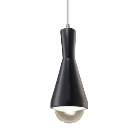 Justice Design Group Radiance 5" Wide LED Mini Pendant with a Ceramic Carbon Matte Black Shade Brushed Nickel