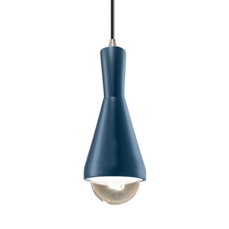 Justice Design Group Radiance 5" Wide Mini Pendant with a Ceramic Midnight Sky Shade Brushed Nickel