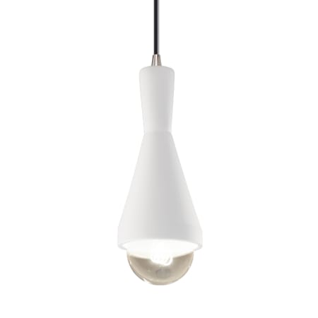 Justice Design Group Radiance 5" Wide Mini Pendant with a Ceramic Gloss White Shade Brushed Nickel