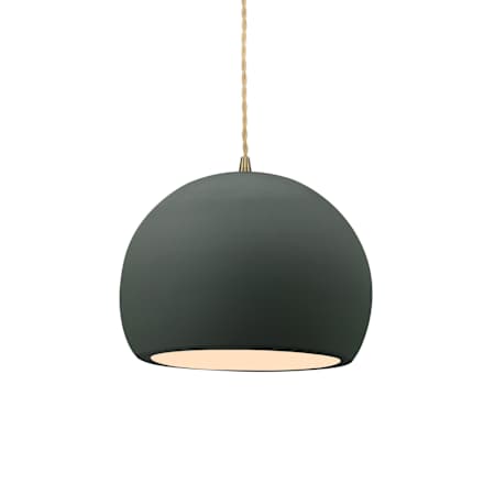Justice Design Group Radiance 7" Wide Mini Pendant with Twisted Beige Cord and Adobe Shade Antique Brass / Adobe