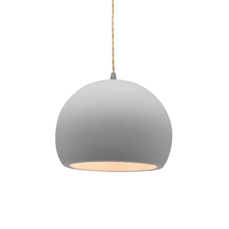 Justice Design Group Radiance 7" Wide Mini Pendant with Twisted Beige Cord and Bisque Shade Brushed Nickel / Bisque