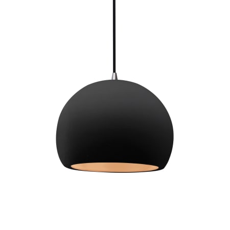 Justice Design Group Radiance 7" Wide LED Mini Pendant with a Ceramic Carbon Matte Black and Champagne Gold Shade Brushed Nickel