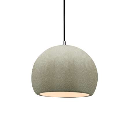Justice Design Group Radiance 7" Wide LED Mini Pendant with a Ceramic Celadon Green Crackle Shade Brushed Nickel