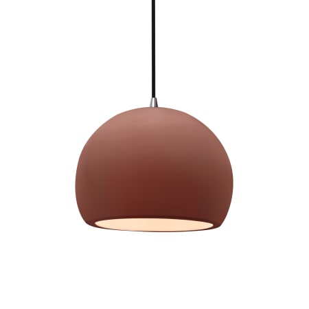 Justice Design Group Radiance 7" Wide LED Mini Pendant with a Ceramic Canyon Clay Shade Brushed Nickel