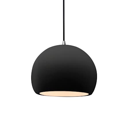 Justice Design Group Radiance 7" Wide LED Mini Pendant with a Ceramic Carbon Matte Black Shade Brushed Nickel