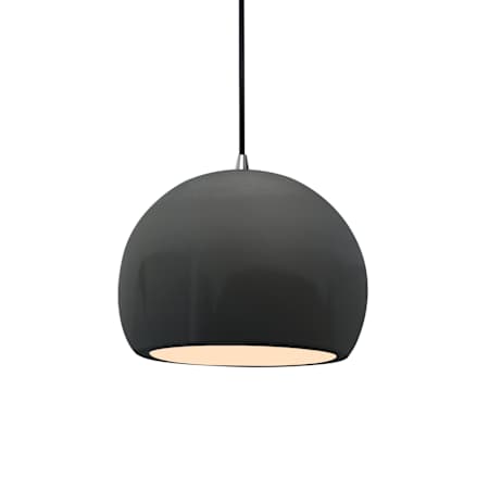 Justice Design Group Radiance 7" Wide LED Mini Pendant with a Ceramic Gloss Grey Shade Brushed Nickel