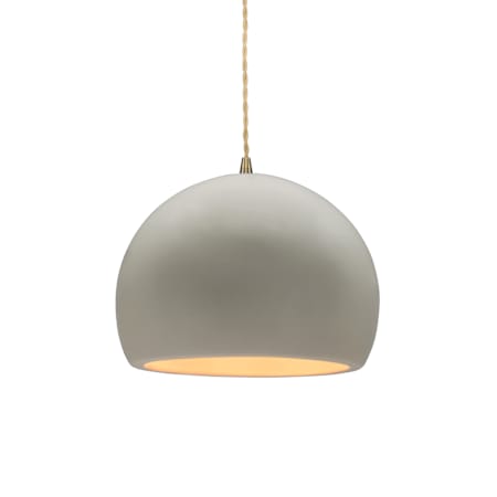 Justice Design Group Radiance 7" Wide Mini Pendant with Twisted Beige Cord and Matte White Shade Antique Brass / Matte White
