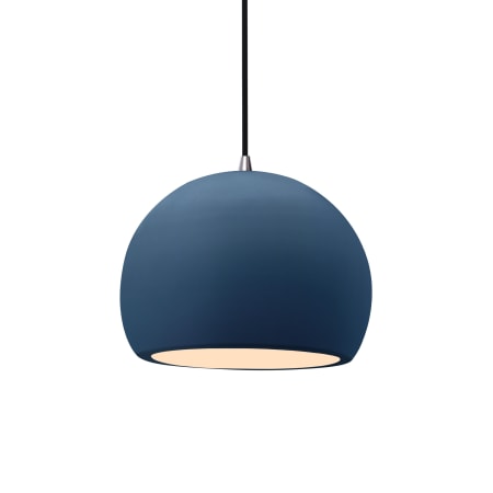 Justice Design Group Radiance 7" Wide LED Mini Pendant with a Ceramic Midnight Sky Shade Brushed Nickel
