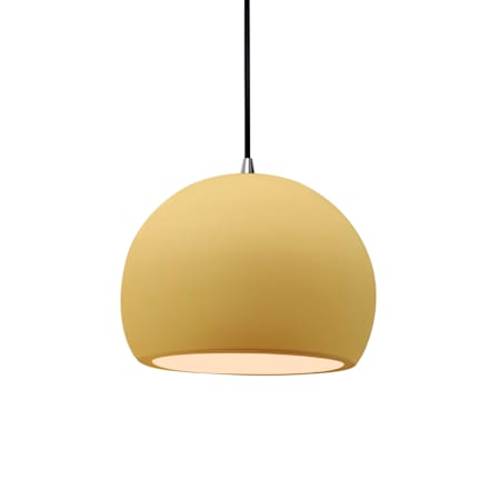 Justice Design Group Radiance 7" Wide LED Mini Pendant with a Ceramic Muted Yellow Shade Brushed Nickel