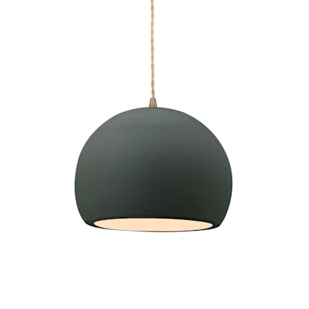 Justice Design Group Radiance 7" Wide Mini Pendant with Twisted Beige Cord and Pewter Green Shade Antique Brass / Pewter Green