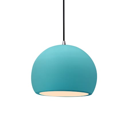 Justice Design Group Radiance 7" Wide LED Mini Pendant with a Ceramic Reflecting Pool Shade Brushed Nickel