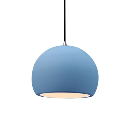 Justice Design Group Radiance 7" Wide Mini Pendant with a Ceramic Sky Blue Shade Brushed Nickel