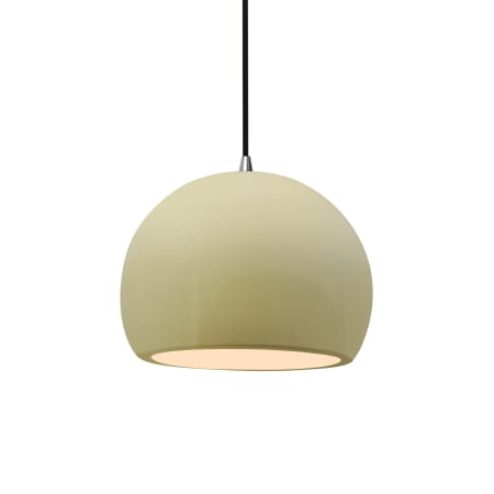 Justice Design Group Radiance 7" Wide LED Mini Pendant with a Ceramic Vanilla Gloss Shade Brushed Nickel