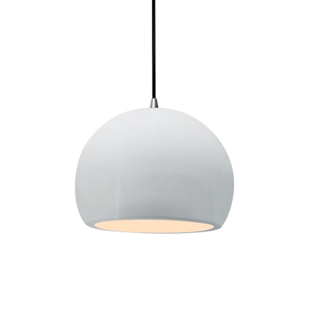 Justice Design Group Radiance 7" Wide Mini Pendant with a Ceramic Gloss White Shade Brushed Nickel