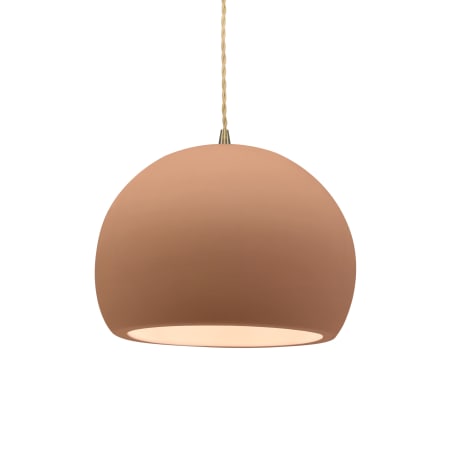 Justice Design Group Radiance 10" Wide LED Pendant with a Ceramic Adobe Shade Antique Brass