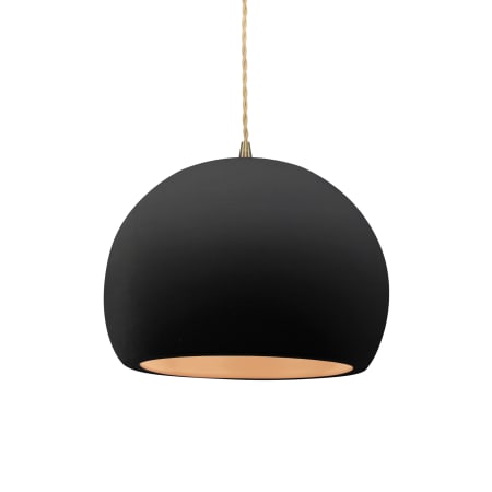 Justice Design Group Radiance 10" Wide LED Pendant with a Ceramic Carbon Matte Black and Champagne Gold Shade Antique Brass