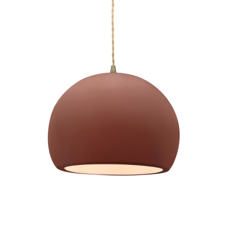 Justice Design Group Radiance 10" Wide Pendant with a Ceramic Canyon Clay Shade Antique Brass