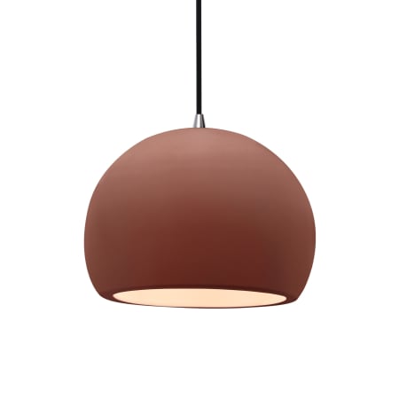 Justice Design Group Radiance 10" Wide Pendant with a Ceramic Canyon Clay Shade Brushed Nickel