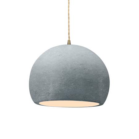 Justice Design Group Radiance 10" Wide LED Pendant with Twisted Beige Cord and Concrete Shade Antique Brass / Concrete