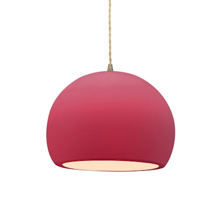 Justice Design Group Radiance 10" Wide Pendant with a Ceramic Cerise Shade Antique Brass