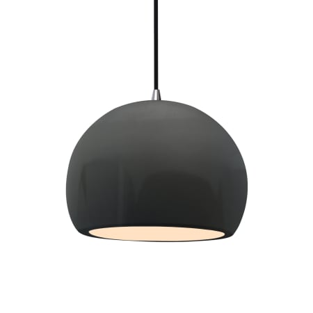 Justice Design Group Radiance 10" Wide LED Pendant with a Ceramic Gloss Grey Shade Brushed Nickel