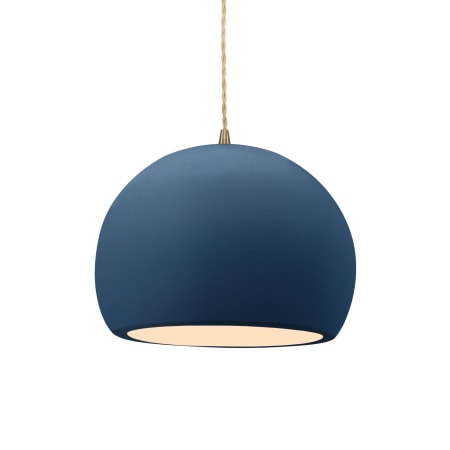 Justice Design Group Radiance 10" Wide LED Pendant with a Ceramic Midnight Sky and Matte White Shade Antique Brass
