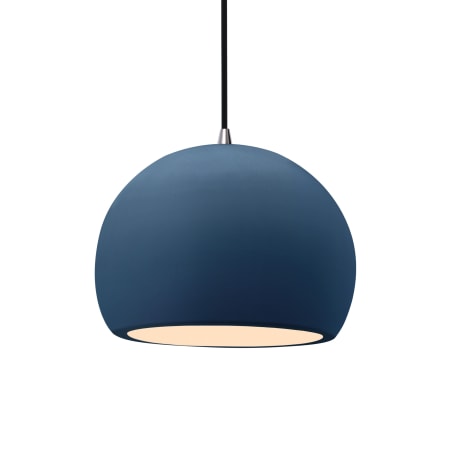 Justice Design Group Radiance 10" Wide Pendant with a Ceramic Midnight Sky and Matte White Shade Brushed Nickel
