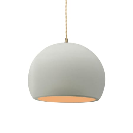 Justice Design Group Radiance 10" Wide LED Pendant with a Ceramic Matte White and Champagne Gold Shade Antique Brass