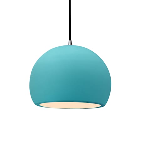 Justice Design Group Radiance 10" Wide Pendant with a Ceramic Reflecting Pool Shade Brushed Nickel