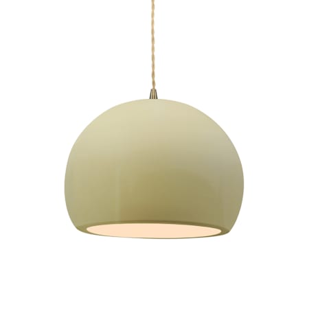 Justice Design Group Radiance 10" Wide Pendant with a Ceramic Vanilla Gloss Shade Antique Brass