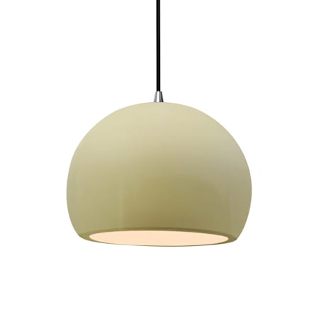 Justice Design Group Radiance 10" Wide Pendant with a Ceramic Vanilla Gloss Shade Brushed Nickel