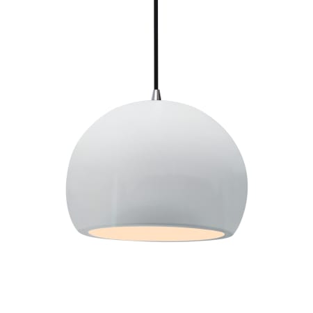Justice Design Group Radiance 10" Wide LED Pendant with a Ceramic Gloss White Shade Brushed Nickel