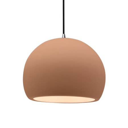Justice Design Group Radiance 12" Wide LED Pendant with a Ceramic Adobe Shade Brushed Nickel