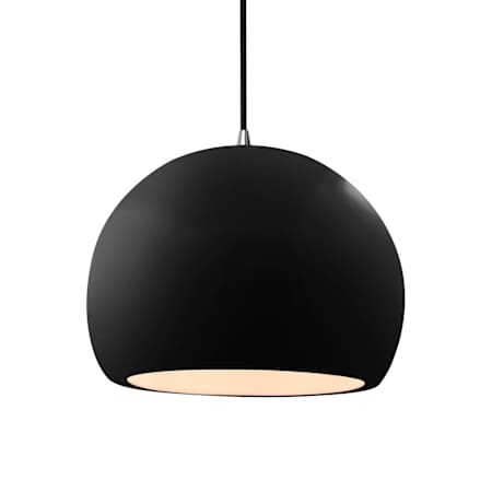Justice Design Group Radiance 12" Wide Pendant with a Ceramic Gloss Black Shade Brushed Nickel