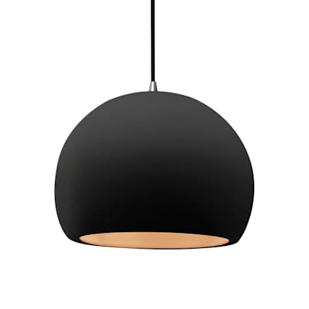Justice Design Group Radiance 12" Wide Pendant with a Ceramic Carbon Matte Black and Champagne Gold Shade Brushed Nickel