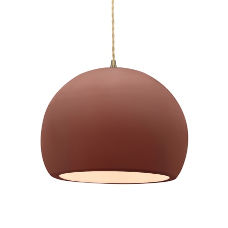 Justice Design Group Radiance 12" Wide LED Pendant with a Ceramic Canyon Clay Shade Antique Brass