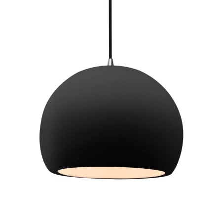 Justice Design Group Radiance 12" Wide LED Pendant with a Ceramic Carbon Matte Black Shade Brushed Nickel
