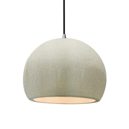 Justice Design Group Radiance 12" Wide LED Pendant with a Ceramic White Crackle Shade Brushed Nickel