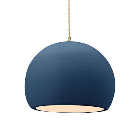 Justice Design Group Radiance 12" Wide Pendant with a Ceramic Midnight Sky and Matte White Shade Antique Brass