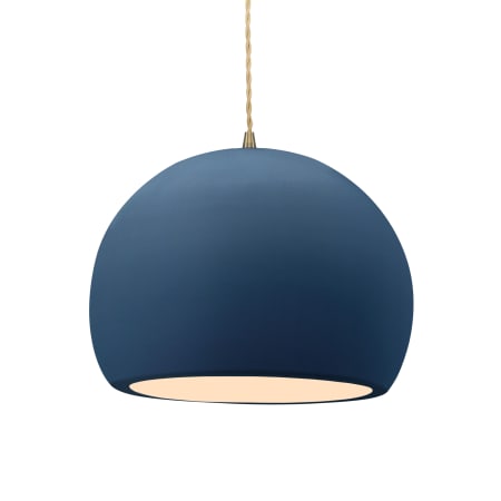 Justice Design Group Radiance 12" Wide LED Pendant with a Ceramic Midnight Sky and Matte White Shade Antique Brass