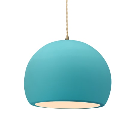 Justice Design Group Radiance 12" Wide LED Pendant with a Ceramic Reflecting Pool Shade Antique Brass