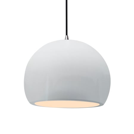 Justice Design Group Radiance 12" Wide LED Pendant with a Ceramic Gloss White Shade Brushed Nickel