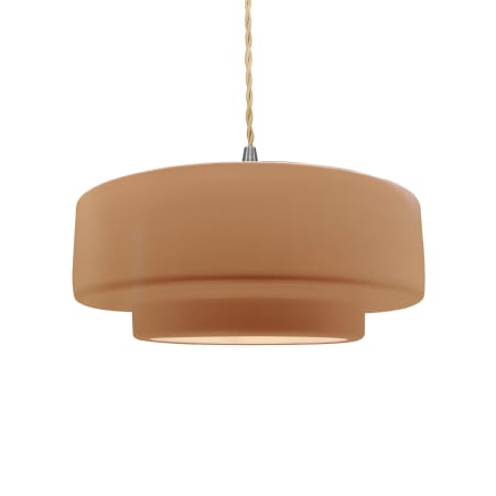 Justice Design Group Radiance 15" Wide LED Pendant with a Ceramic Adobe Shade Brushed Nickel