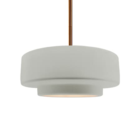 Justice Design Group Radiance Collection - Tier 15" Wide Pendant with Bisque Shade Brushed Brass