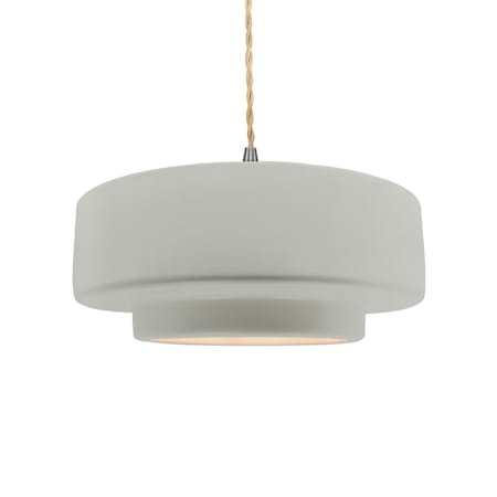 Justice Design Group Radiance Collection - Tier 15" Wide Pendant with Twisted Beige Cord and Bisque Shade Brushed Nickel